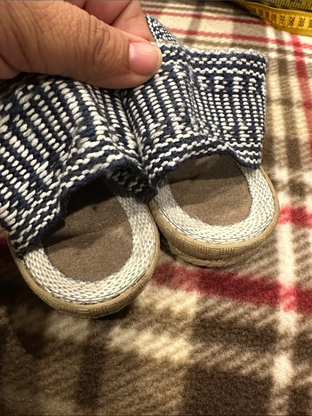 Navy & White Striped Slip-On Espadrilles with Playful Eye Appliqué NEW WO TAGS